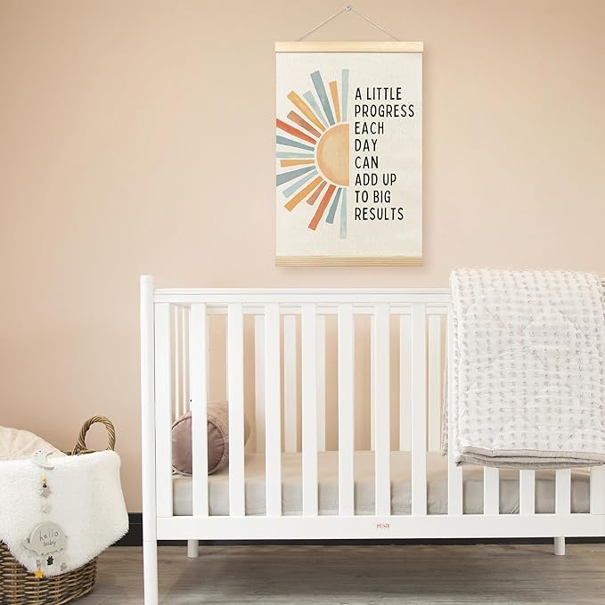 TLESKE Mental Health Inspirational Poster Hanger Frame, a Little Progress Each Day Special Education Wall Art Decor for Kids Room Classroom Therapy Counseling Office, Boho Sun Picture Prints, 16x24