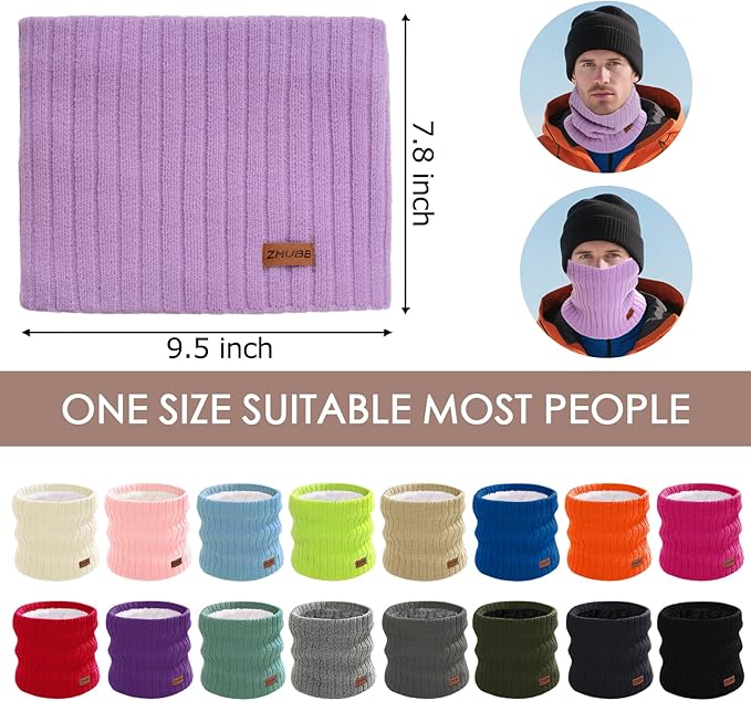 Neck Warmer Gaiter, Winter Fleece Lined Face Mask Scarf for Men Women, Thick Warm Cold Weather Running Ski Neck Cover