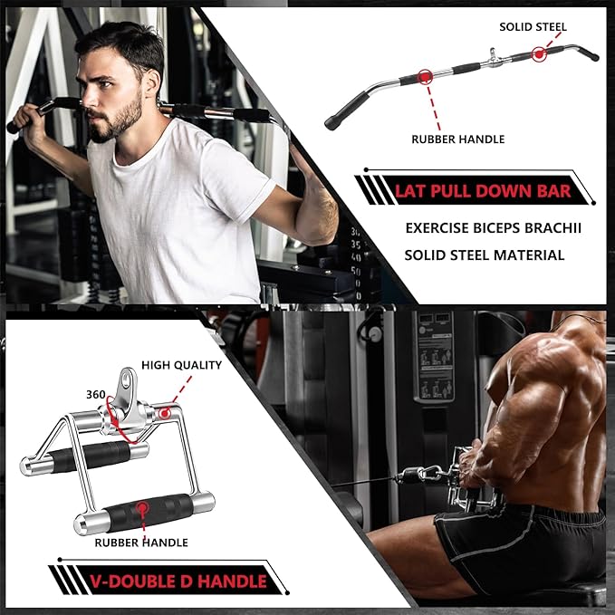 Cable Machine Attachment, LAT Pulldown Attachments, Home Gym Accessories, Triceps Pull Down Attachment