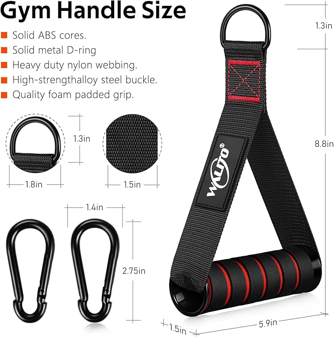 WALITO Exercise Handles, Replacement Cable Machine Attachments for Home Gym Equipment, Pulley System, Pilates, Resistance Bands, Strength Trainer, Heavy Duty Working Out Handles