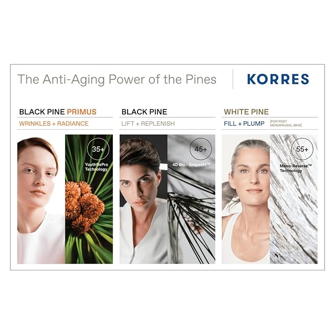 KORRES Black Pine Primus Youth Renewal Sleeping Facial, Overnight Wrinkle Cream with Collagen, Firming Night Cream, Skin Care for Women & Men, Moisturizer for Fine Lines & Wrinkles, Vegan, 1.35 Fl Oz