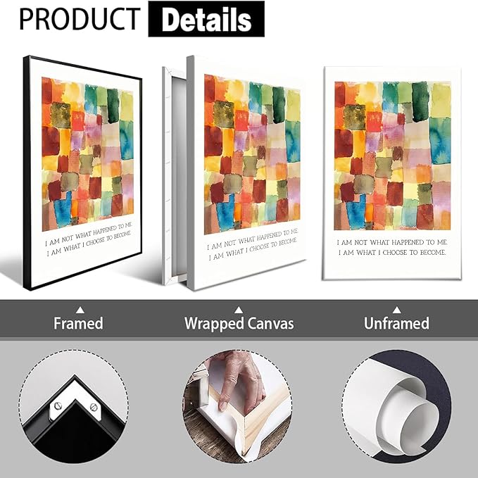 JMGHKL Colorful Mental Health Posters I Am Not What Happened To Me Wall Art Trendy Uplifting Quote Canvas Prints For Counseling Room Therapy Office Classroom Decor 8x12in Framed