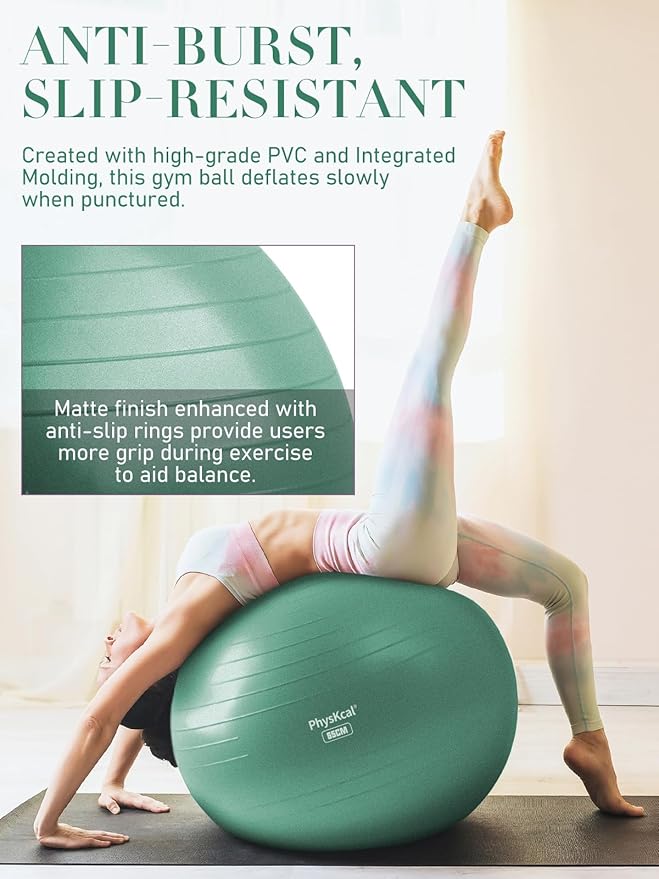 Yoga Ball for Exercise, Pilates Set, 4 Sizes Fitness Ball for Workout, Birthing, Pregnancy, Physical Therapy- Pump Included