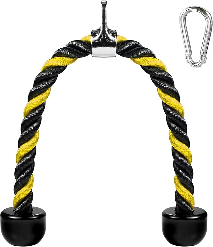 Deluxe Tricep Rope Pull Down Cable, 27 & 36 Inch Rope Length, Easy to Grip & Non-Slip Cable Attachment for Gym Workout Exercise