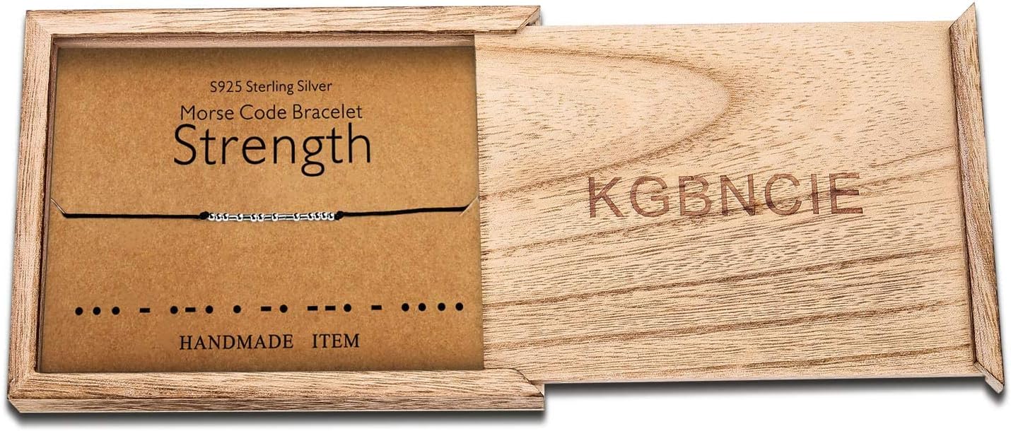 KGBNCIE Morse Code Bracelet for Women Sterling Silver Beads on Silk Cord Secret Message Fuck Friendship Inspirational Encouragement Bracelet Gift for Her