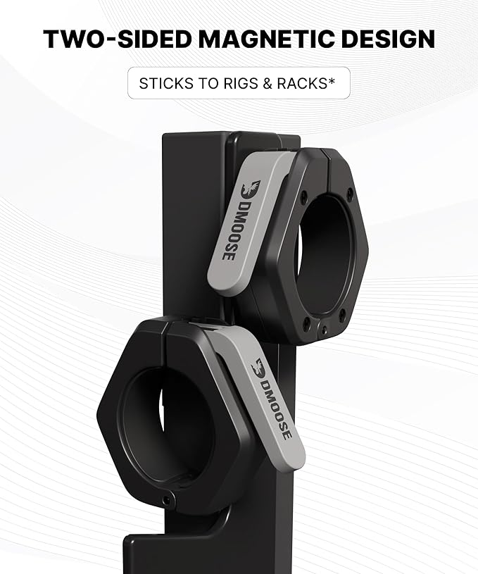DMoose Fitness Barbell Clips 2 Inch (Pair) - Quick Release Olympic Barbell Clamps & Collars with Anti Slip TRP Grip for Secure Weightlifting and Powerlifting - Weight Clips for Bars at Home or Gym