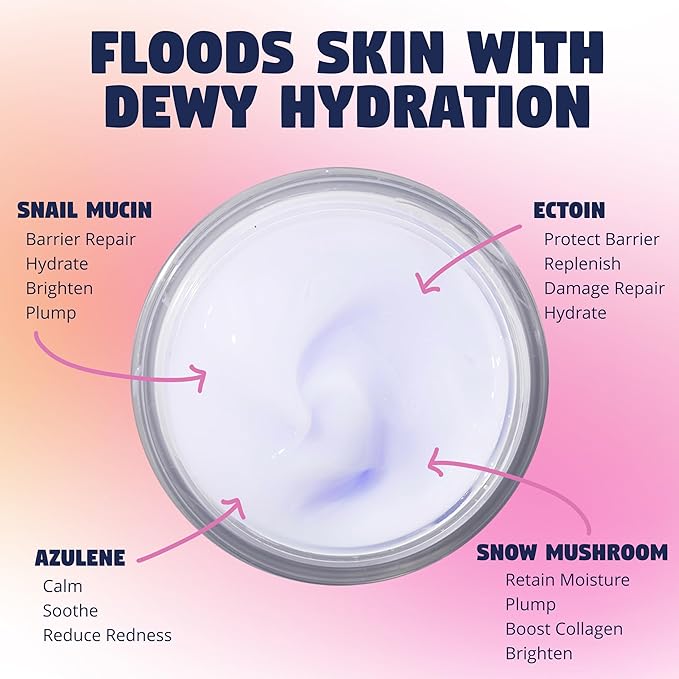Moon Milk Snail Mucin Moisturizer Gel Cream 3.52 Oz - Blue Light Skin Protection - Korean Snail Mucin Serum Cream that Replenishes Moisture & Leaves Skin Brighter, Plumper, Soothed & Smooth
