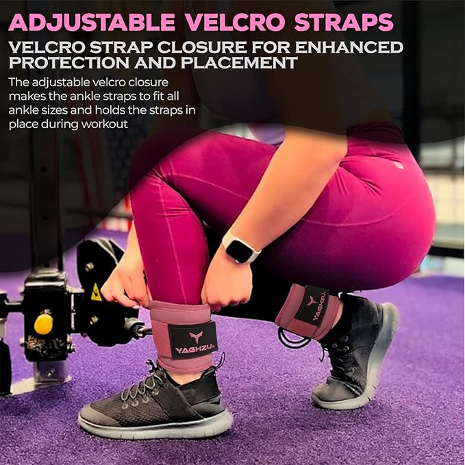Ankle Straps for Cable Machines Women - Adjustable Gym Ankle Strap for Cable Machine, Neoprene Padded Cable Straps, Durable Leg Strap with Cable Cuff, Glute Kickback Ankle Strap with D Rings