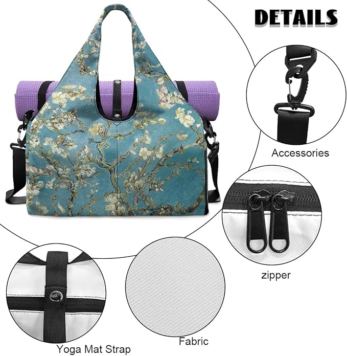 Yoga Mat Bag for Women Men Large Carryall Tote with Adjustable Shoulder Strap for Gym Yoga Travel Pilates Office