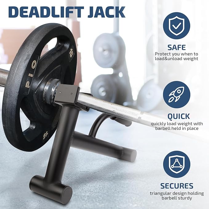 Deadlift Jack Barbell Stand,Barbell Stand for Weight Training Home Gym Easily Unload and Load 600lbs Barbell Plates for Deadlift Exercise