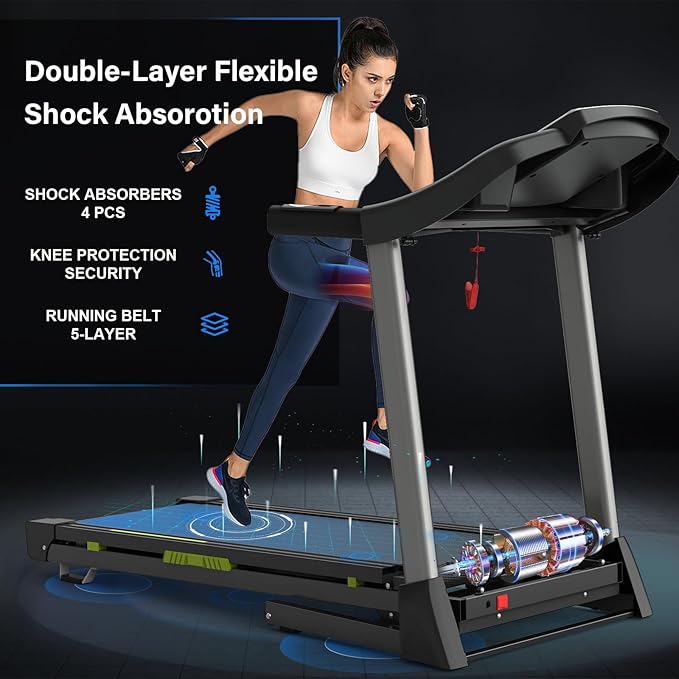 Folding Treadmills for Home/Office-3.5 HP 330lbs Weight Capacity Portable Electric Foldable Treadmill Walking Exercise Walk Machine Heavy Duty Treadmill Fitness Workout Jogging Green