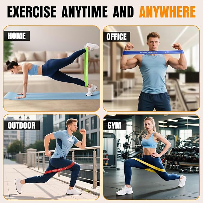 Resistance Bands for Working Out, Exercise Bands Resistance Bands Set with 5 Resistance Levels, Latex Loop Bands for Women Men, Workout Bands for Legs, Glutes, Strength Training, Yoga, Home Gym