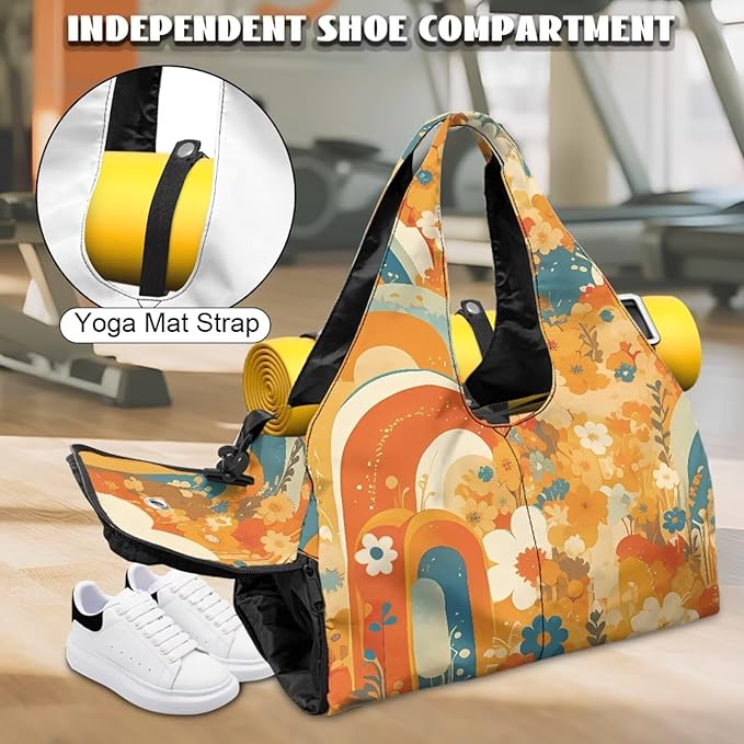 Yoga Mat Bag for Women Men Large Carryall Tote with Adjustable Shoulder Strap for Gym Yoga Travel Pilates Office