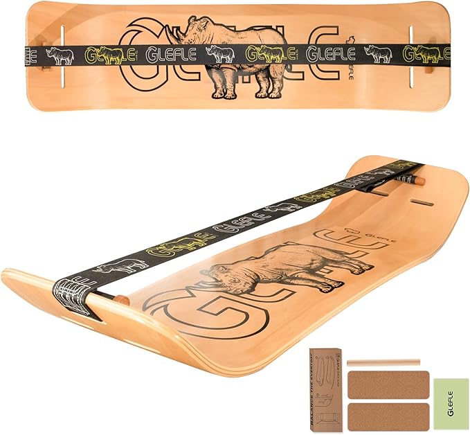 Balance Board for Adults & Kids- Wood Wobble Balance Board- Slackline Balance Trainer- Standing Desk Exercise-Yoga, Pilates, Snowboard, Suitability Home/Office/Gym