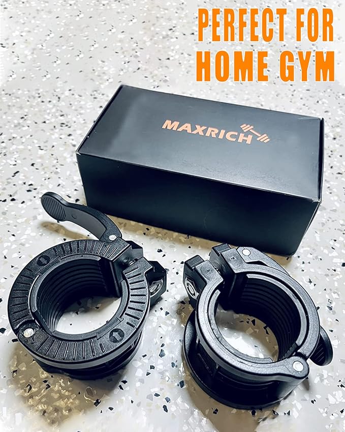 Barbell Clamps 2inch - 2 PCS Adjustable Barbell Clips Quick Release Locking Weight Clips Olympic Barbell Collars (Black 1.8-2inch)