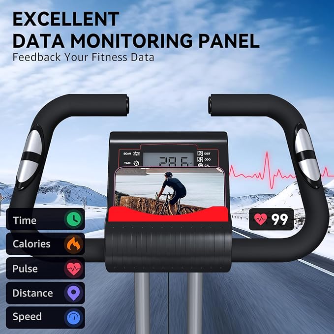 Foldable Exercise Bike for Small Apartments, Stationary Bikes for Home, Indoor Portable Cycling Bike with 16-Level Magnetic Resistance, 260LBS Capacity, 5.5 LBS Flywheel, Designed for Small Space Workout 816