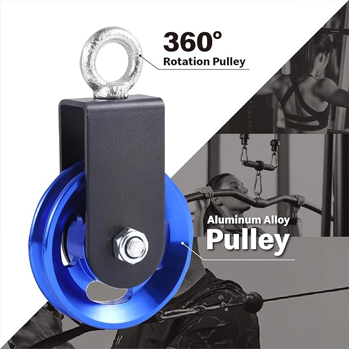 Pulley system for home gym, Aluminum GYM Pulley Wheel Universal Aluminum Alloy Bearing Pulley Wheel for Cable Machine Gym Equipment Part Garage Door