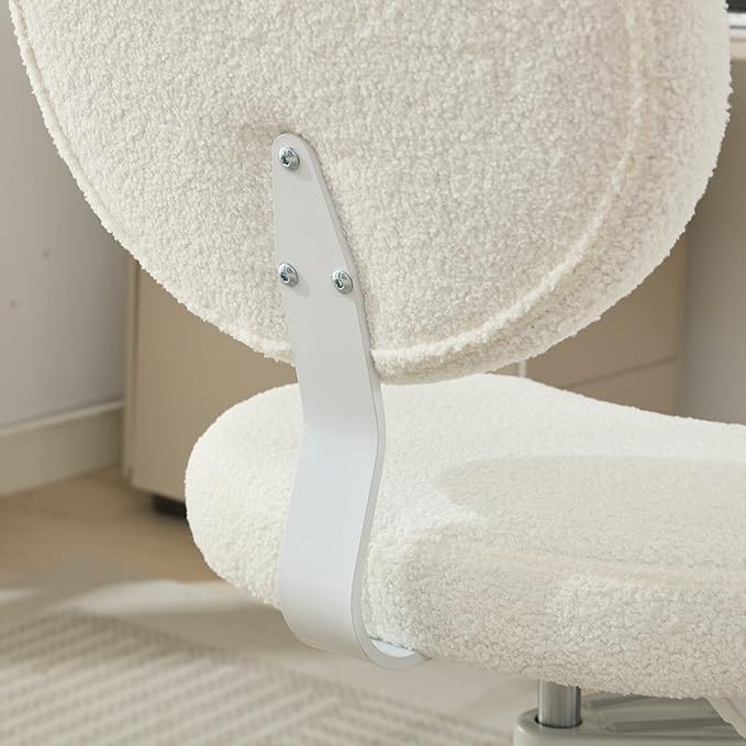Cross-Legged Meditation Chair with Wheels, Adjustable Desk Chair for Home Office, Ergonomic Floor Seat for ADHD & Yoga, Criss Cross Chair with Lumbar Support, Memory Foam Cushion (Ivory-Teddy Fabric)