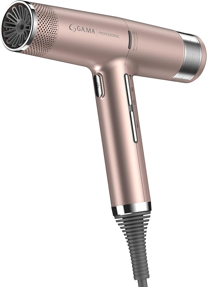 GA.MA iQ2 Perfetto Hair Dryer with 120,000 RPM Intelligent Turbo Motor, Auto-Standby, Oxy Active Technology, Includes 10 Filters, Rose Gold