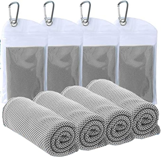 4 Pack Cooling Towels (40"x12") - Instant Cooling Reusable Microfiber Towels for Sports, Gym, Camping, Yoga, Fitness & More
