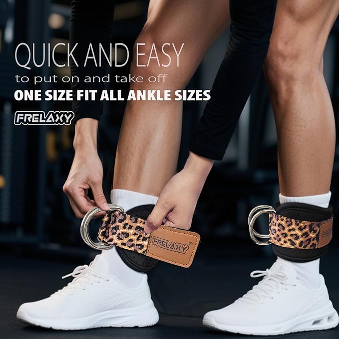 Frelaxy Ankle Straps for Cable Machine – Comfortable & Durable Leg Straps for Kickbacks, Glute Workouts, and Lower Body Exercises – Perforated Neoprene Padding & Tapered Fit
