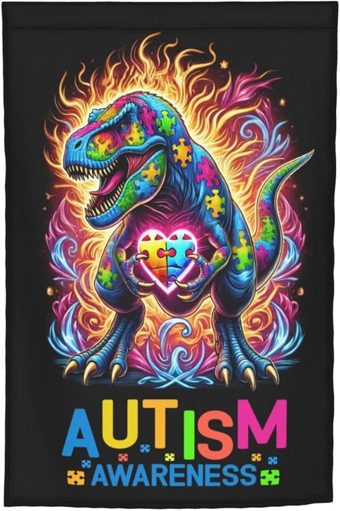 Dinosaur Autism Garden Flag 12 X 18 Inch Home Indoor & Outdoor Vertical Double-Sided Flags Yard House Farmhouse Sign For Home Garden Decoration