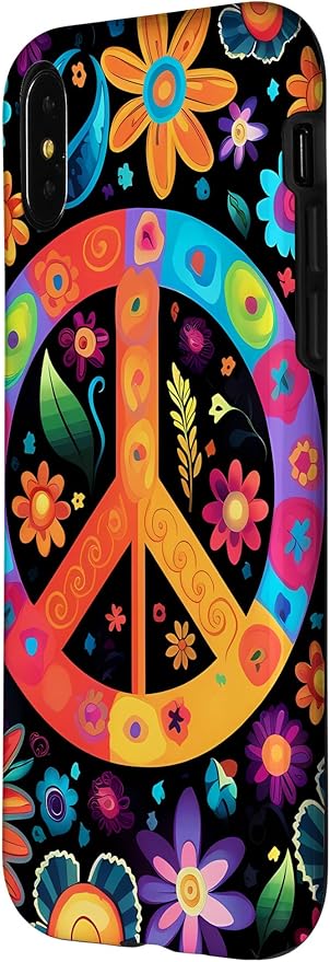 iPhone X/XS Peace Sign Hippie Floral Case