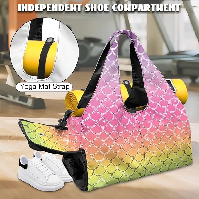 Yoga Mat Bag for Women Men Large Carryall Tote with Adjustable Shoulder Strap for Gym Yoga Travel Pilates Office