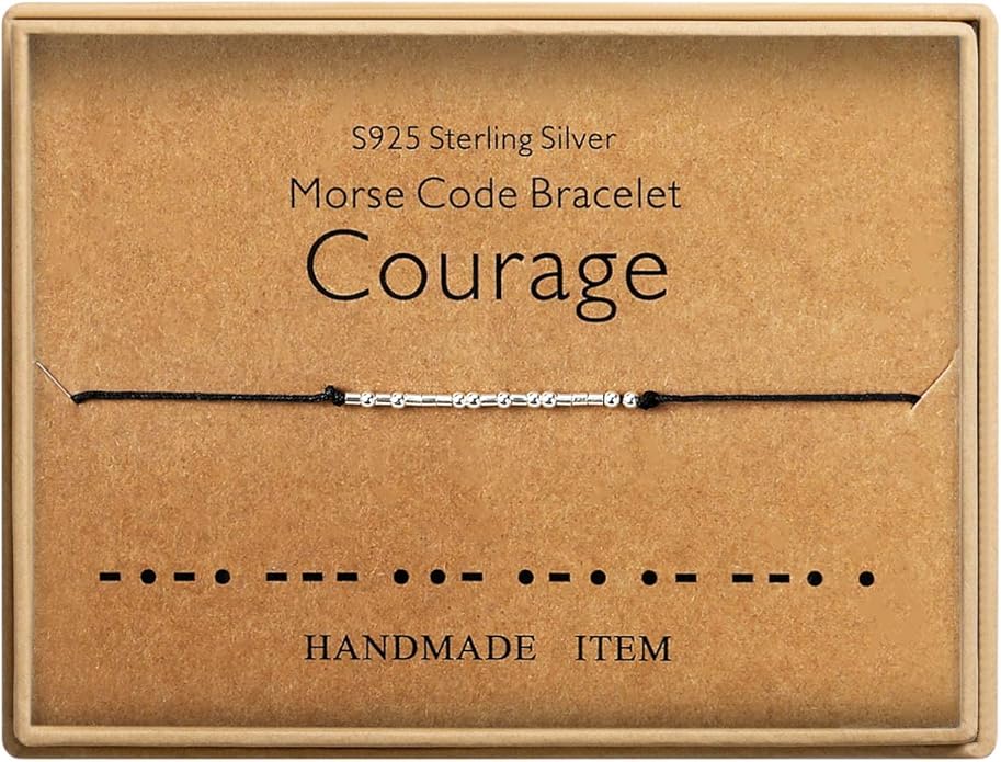 KGBNCIE Morse Code Bracelet for Women Sterling Silver Beads on Silk Cord Secret Message Fuck Friendship Inspirational Encouragement Bracelet Gift for Her