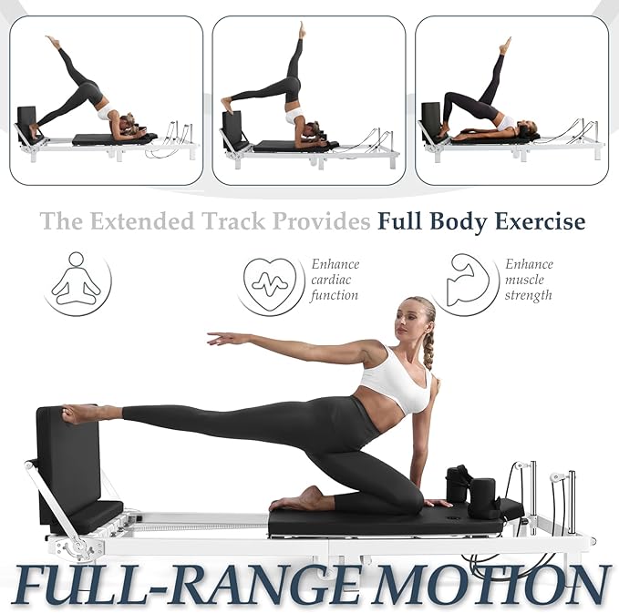 Foldable Pilates Reformer Machine,Extended 88in Metal Frame Pilates Equipment for Home Women Men Use Gym Workout & Advanced and Beginners Users , Dual Resistance System (Spring & Latex Tubes)