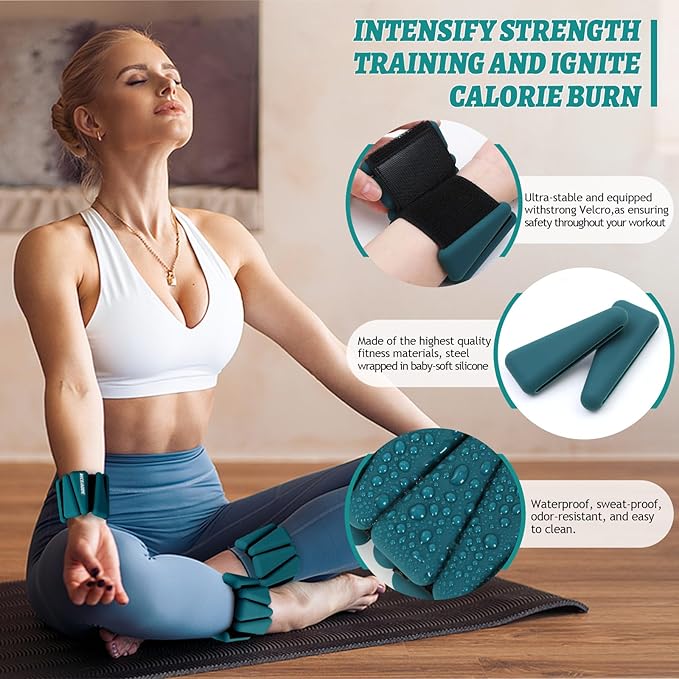 Ankle Weights Set of 2 (1 lb/2 lb/3 lb Each) Adjustable Wrist Weights for Women Men Wearable Arm Leg Weight for Pilates, Running, Walking, Workout, Yoga
