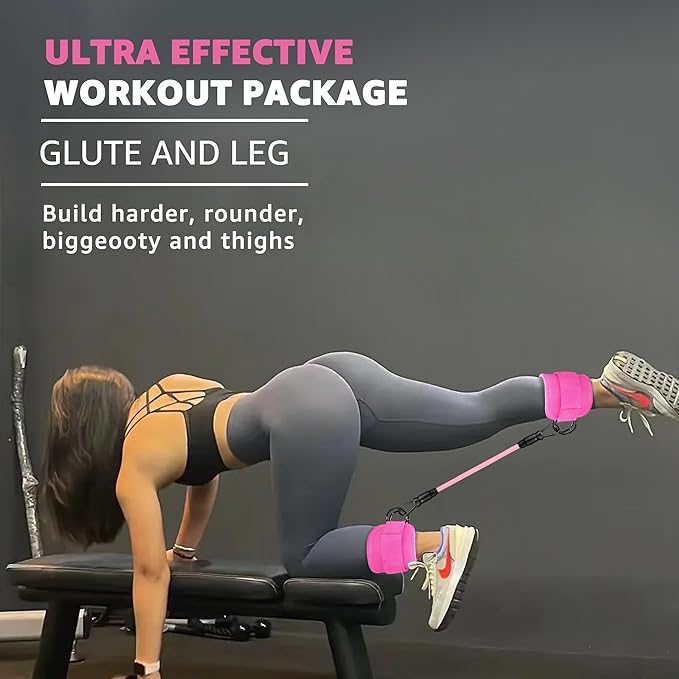 Fitness Ankle Straps for Cable Machine, Kickbacks Glute Workouts, Lower Body Exercises, Adjustable Leg Straps with Neoprene Padding Men Women