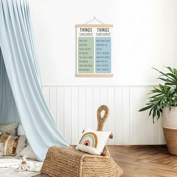 DNEULYR Things I Can Control Mental Health Poster Hanger Frame, Wall Decor Art Banner for Classroom School Counselor Office Therapy Decor, 12.5x17 Inch