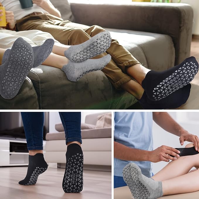 Non Slip Yoga Socks with Grips for Pilates, Ballet, Barre, Barefoot, Hospital Anti Skid Socks for Women and Men