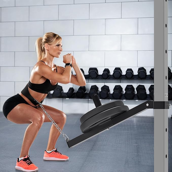 Belt Squat Attachment for 2" x 2" or 3" x 3" Power Rack with 5/8" or 1" Holes, Landmine Belt Squat Machine, Compatible with 1" & 2" Weight Plates, Home Gym Squat Rack Accessories