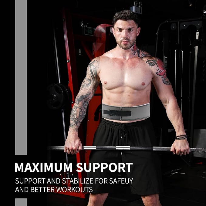 Genuine Leather Weight Lifting Belt with Lever Buckle, 10mm Thick 4" Leather Lumbar Back Support, Gym Belts Ideal for Training, Weightlifting, Bodybuilding, Squats and Deadlifts