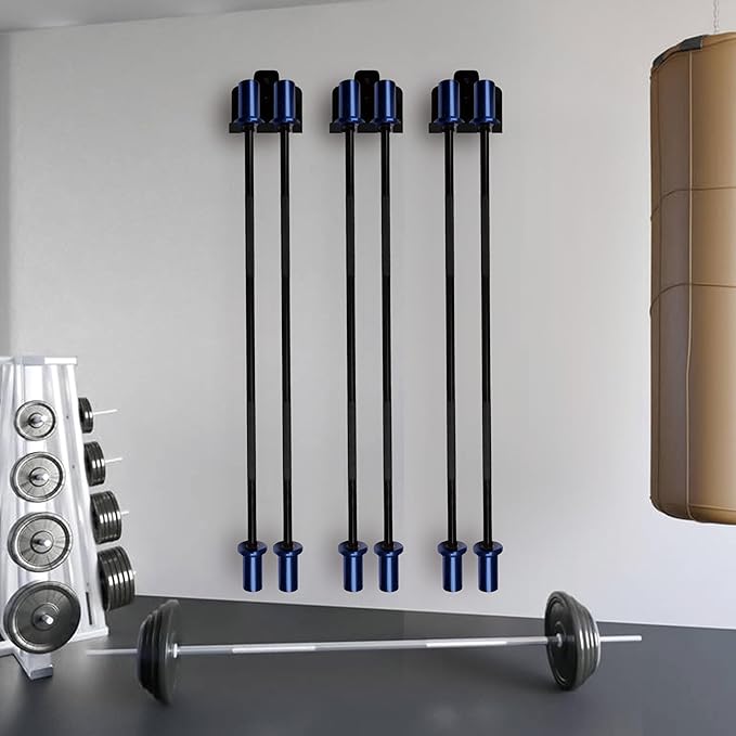 Olympic Barbell Hanger, Garage Gym Bar Wall Rack, Vertical Barbell Wall Mount, Black Heavy-Duty Support Barbell Holder, Space Saving Commercial or Home Gym Accessory, Holds Under 33mm Bar Size