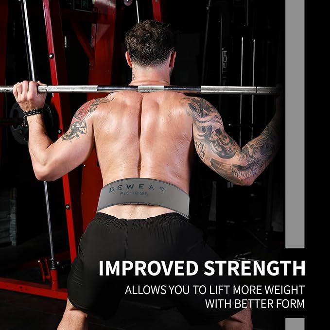 Genuine Leather Weight Lifting Belt with Lever Buckle, 10mm Thick 4" Leather Lumbar Back Support, Gym Belts Ideal for Training, Weightlifting, Bodybuilding, Squats and Deadlifts