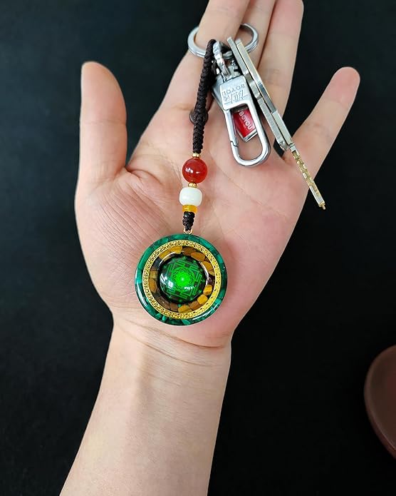 Day Day Up Orgonite Necklace - Sri Yantra Rotatable Pendant For Anti Stress Anxiety & Meditation - Malachite And Tiger Stone For Spiritual Healing & Positive Energy