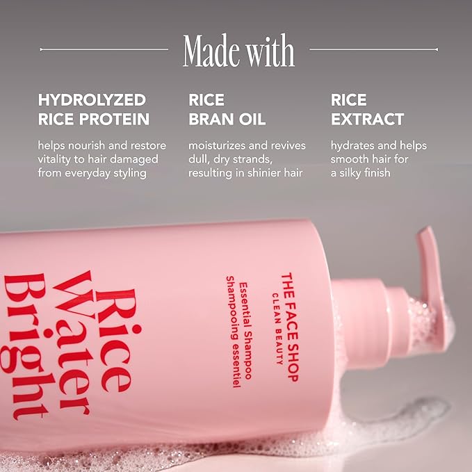THE FACE SHOP Rice Water Bright Essential Treatment, Rice Protein Conditioner with Shea Butter for Dryness, Anti-Hair Loss, Korean Treatment for Breakage & Split Ends, Breakage Control, Sulfate Free