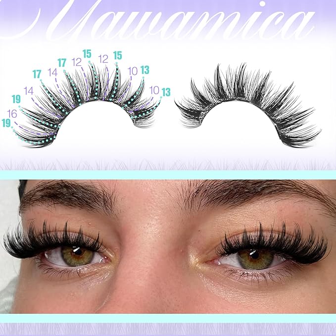 Lash Clusters Manga Eyelash Clusters Wispy Cluster Lashes with Spikes D Curl Cluster Eyelash Extensions 10-16mm Individual Lashes with 13-19mm Spikes Lashes DIY Anime Lash Extension Look by Yawamica