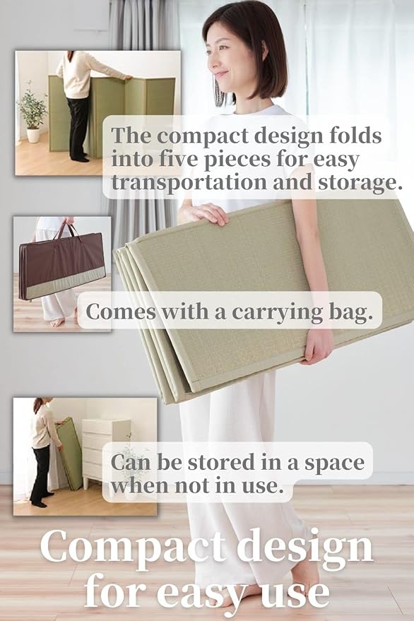 BJDesign Japanese Tatami Mat (Igusa Mattress), Foldable, Rush Grass, Floor Sleeping Japanese Futon Mattress Meditation Yoga Zen (Queen XL)