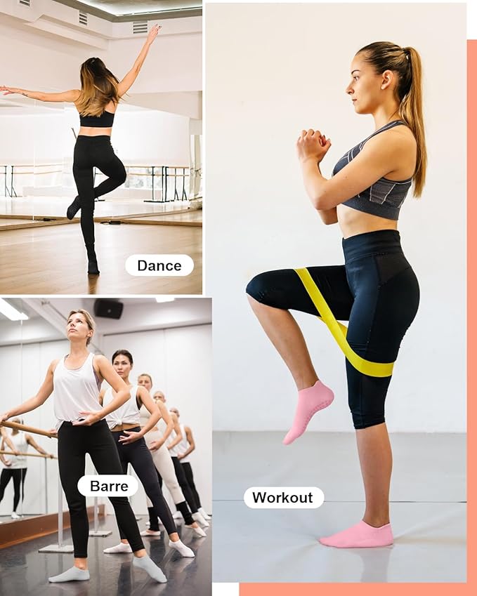 3/6 Pairs Grip Pilates Socks for Women, Non-slip Yoga Athletic Socks for Barre Ballet Barefoot Workout Hospital