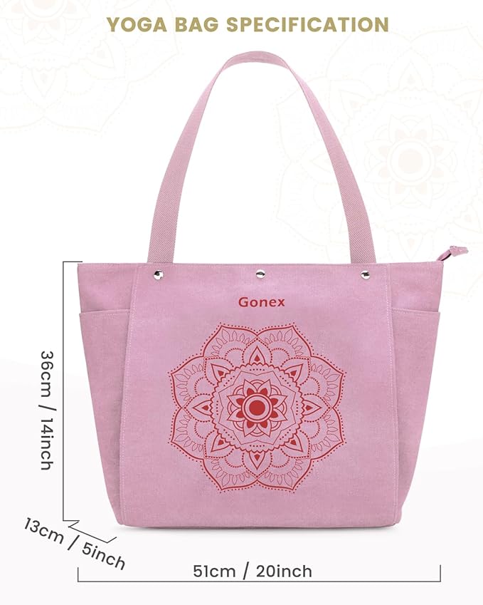 Gonex Yoga Mat Bag, Yoga Gym Bag Tote Bag with Multi Pockets For Women Men, Canvas Yoga Mat Carrier Take in Out Mat Easily For Pilates Travel Workout Office
