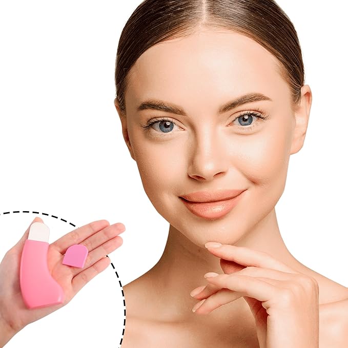 Manual Face Spatula, Metal Facial Scraper with Silicone Lid for Men & Women, Reusable Face Scrubber for Dry Oily Skin- Pink