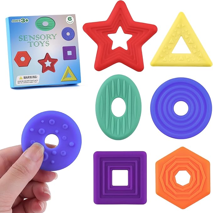 Sensory Fidget Toys Worry Stones for Kids Teens Adults Calming, Quiet Fidgets Toy for Anxiety and Stress for Classroom Student Prizes (6 Pack)
