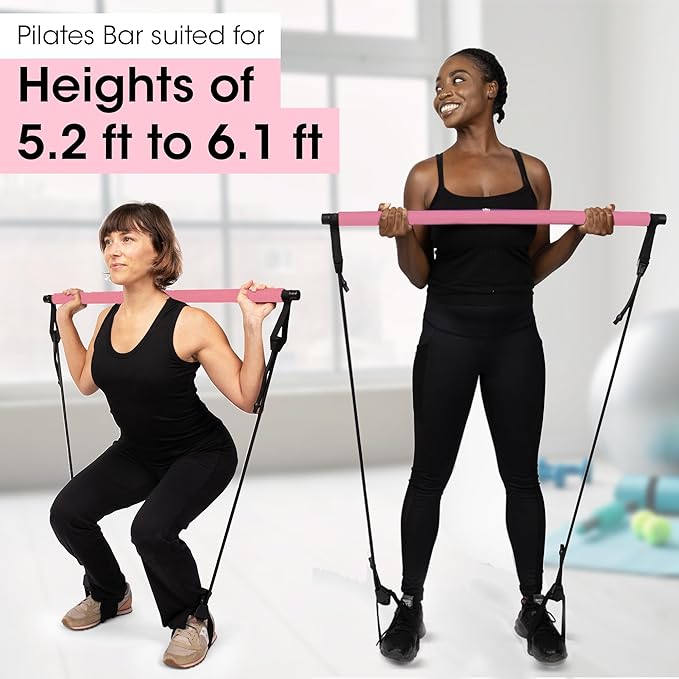 Pilates Bar Kit for Home Workouts | Portable Home Pilates Kit Set for Women & Men | Workout Bar for Legs, Hip, Waist and Arm | Includes Pilates Socks, 30-Day Challenge & Meal Plan
