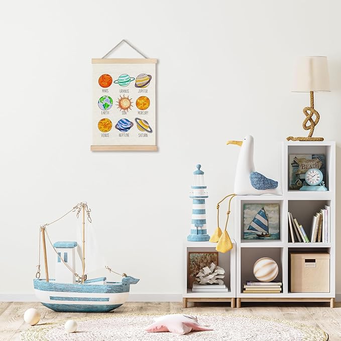 Solar System Poster Wall Art, Space Poster Wall Art Decor, Space Decor for Boys Room, Outer Space Room Decor, Planets Solar System Wall Art for Classroom Boys Kids Room Nursery Playroom, 12x16 Inches