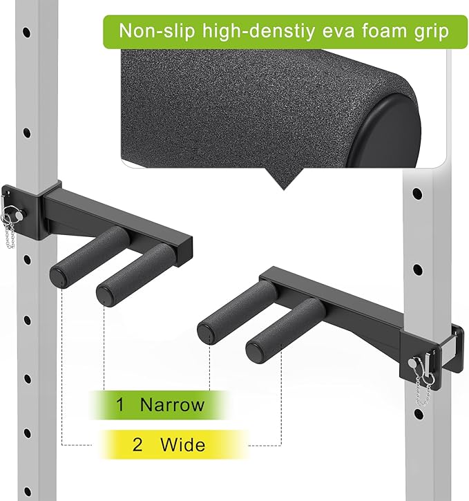 Dip Bar Attachment for Power Rack, Non-Slip Wide & Narrow Grip Handles, 500 lbs Capacity, Squat Rack Attachment for Dips, Inverted Rows, Push-Ups
