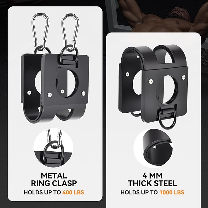 Home Gym Clips : Load Dumbbells on Barbells, Turn Bars into Landmines, T-Bar Row with Any Grip, Hook Dumbbells on Dip Belts, Versatile Weightlifting Accessory